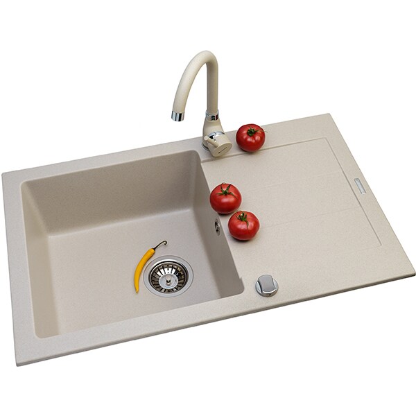 Chiuveta bucatarie PYRAMIS Class Plus, 1 cuva, picurator reversibil, compozit granit, bej