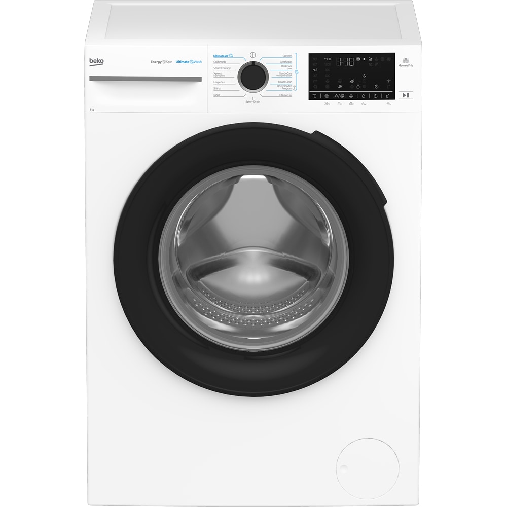 Masina de spalat rufe frontala BEKO BM5WFU69415WB2T EE, EnergySpin, SteamCure, 9 kg, 1400rpm, Clasa A, Wi-Fi, alb