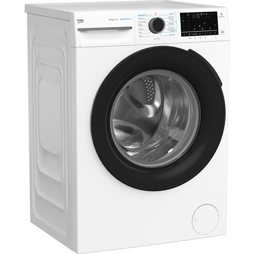 Masina de spalat rufe frontala BEKO BM5WFU69415WB2T EE, EnergySpin, SteamCure, 9 kg, 1400rpm, Clasa A, Wi-Fi, alb