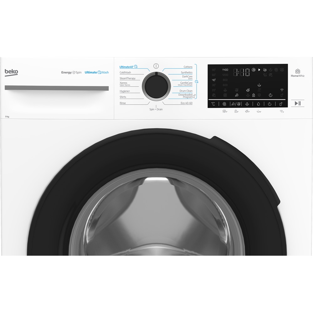 Masina de spalat rufe frontala BEKO BM5WFU69415WB2T EE, EnergySpin, SteamCure, 9 kg, 1400rpm, Clasa A, Wi-Fi, alb