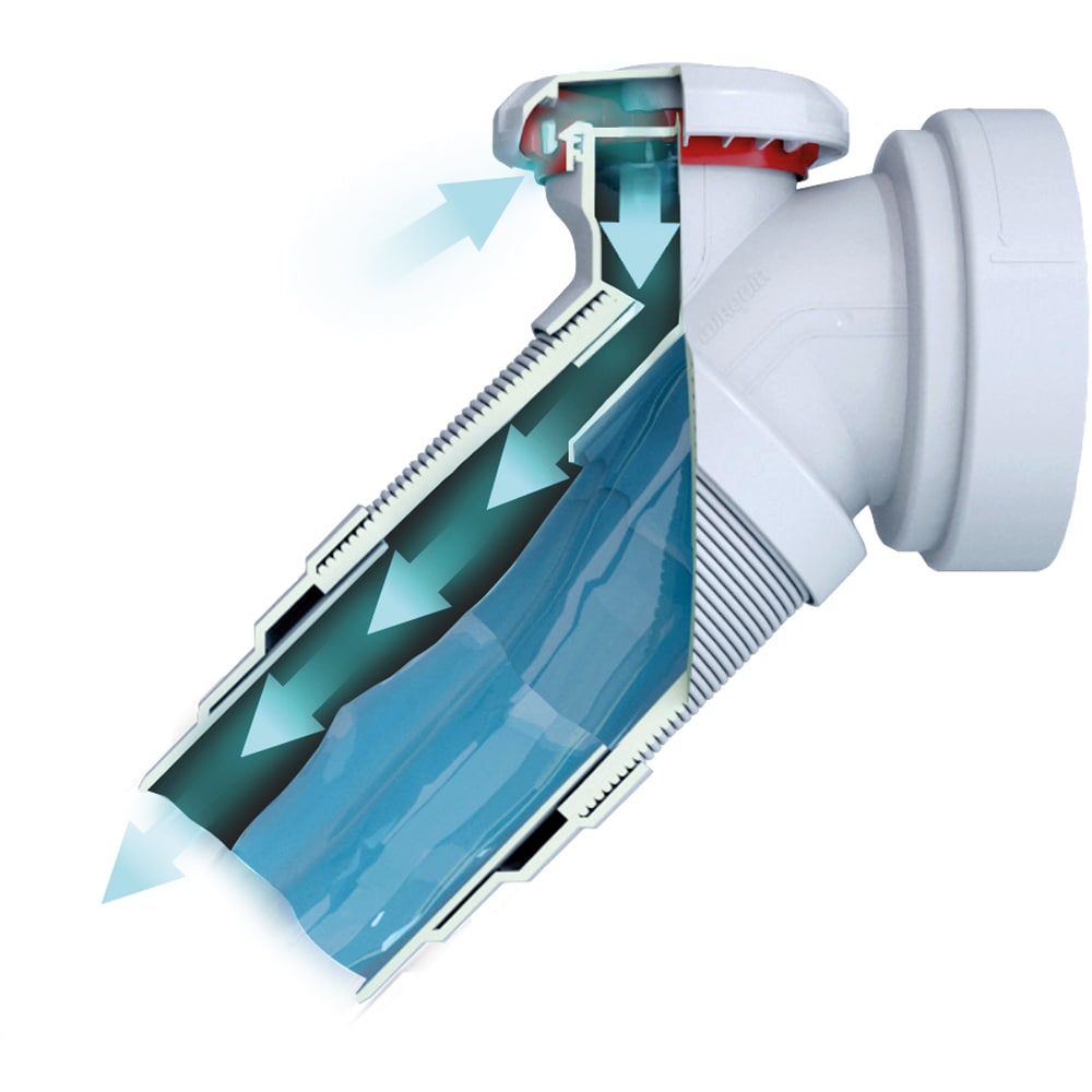 Racord WC antivacuum 2in1 WIRQUIN Air Connect 70725181, polipropilena, 260-475 mm, alb