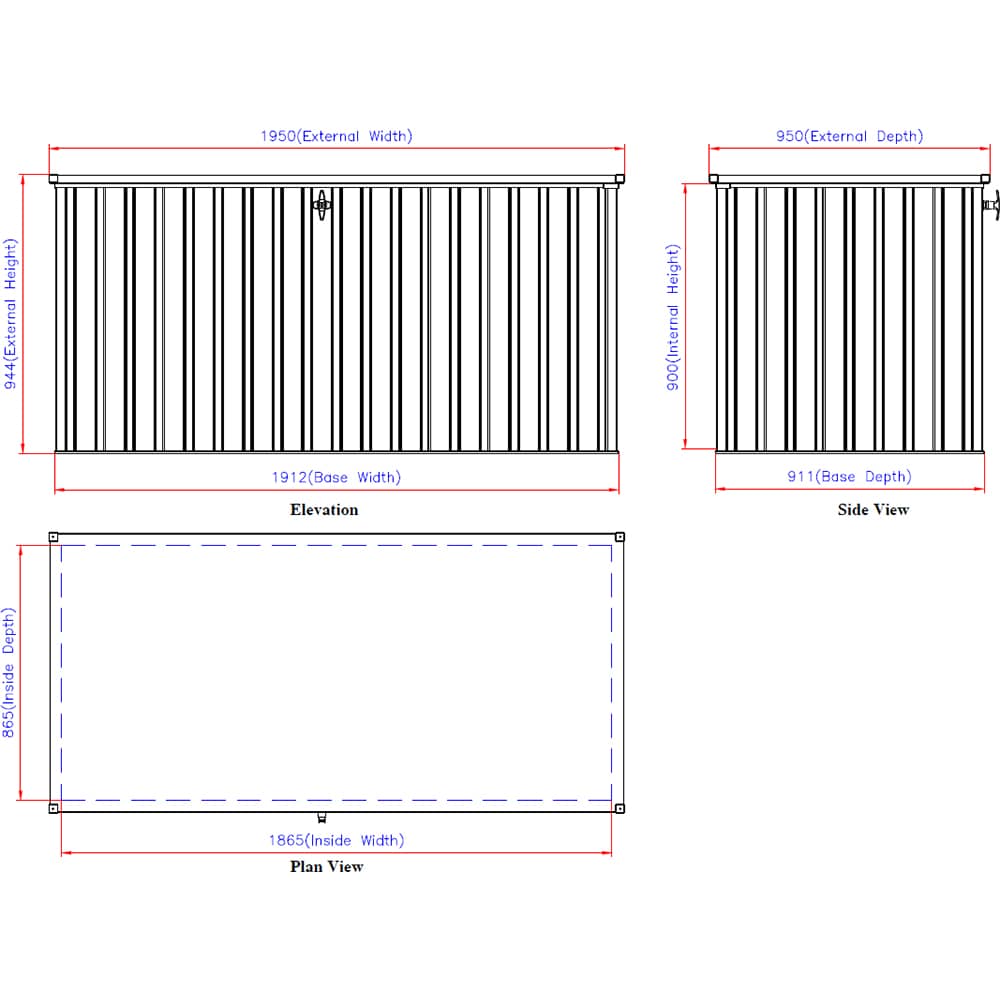 Lada depozitare gradina DURAMAX DH 1.9 1450 L, otel, 195 x 95 x 94.47 cm, antracit