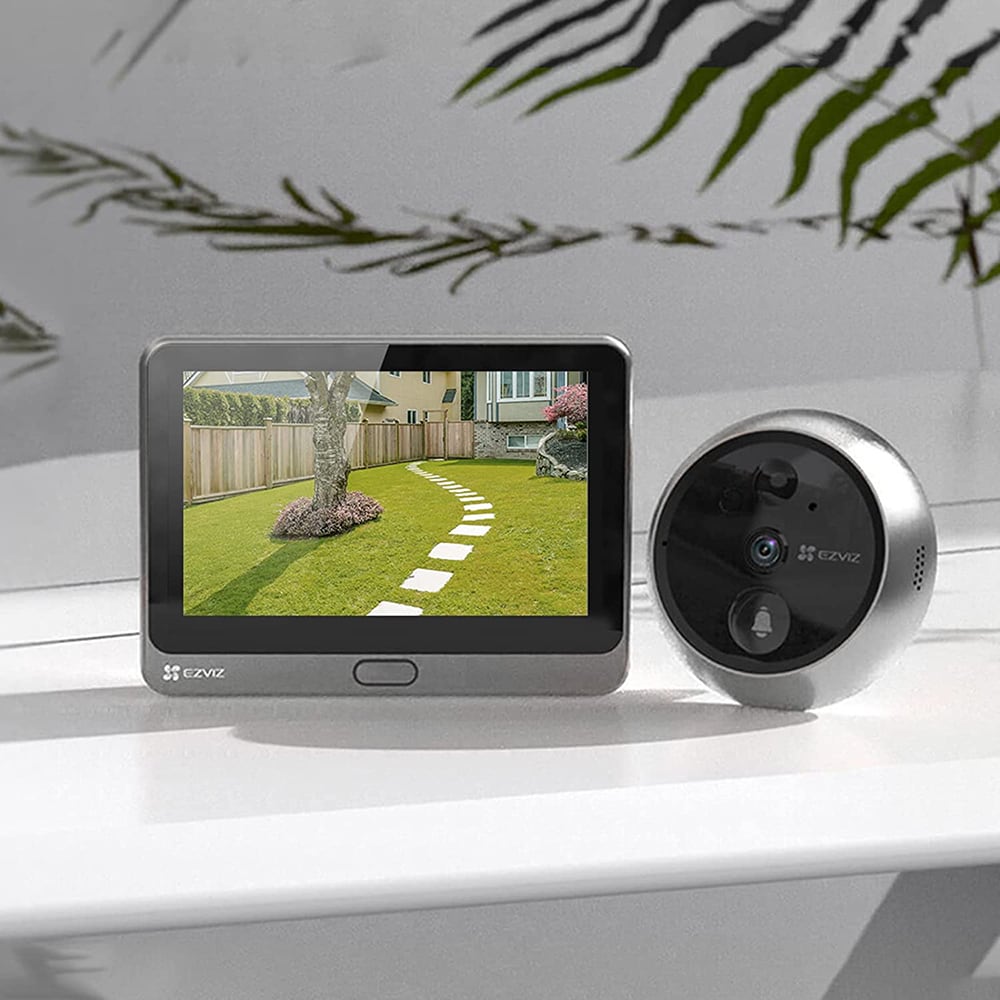 Sonerie video Wireless EZVIZ DP2C, 1080p, 4600 mAh, ecran 4,3", unghi 155, Senzor PIR/ Temperatura/Lumina, argintiu