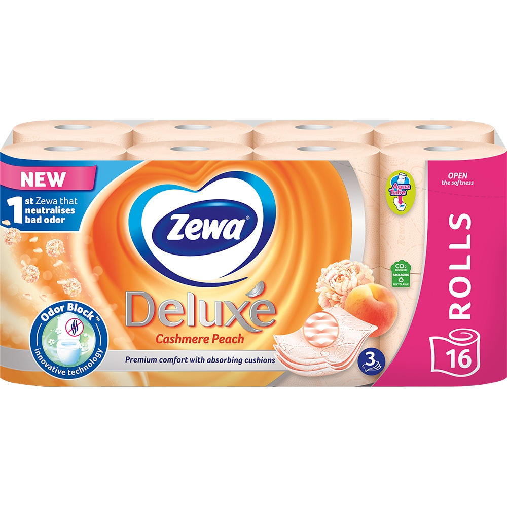 Hartie igienica ZEWA Deluxe Cashmere peach, 3 straturi, 16 role
