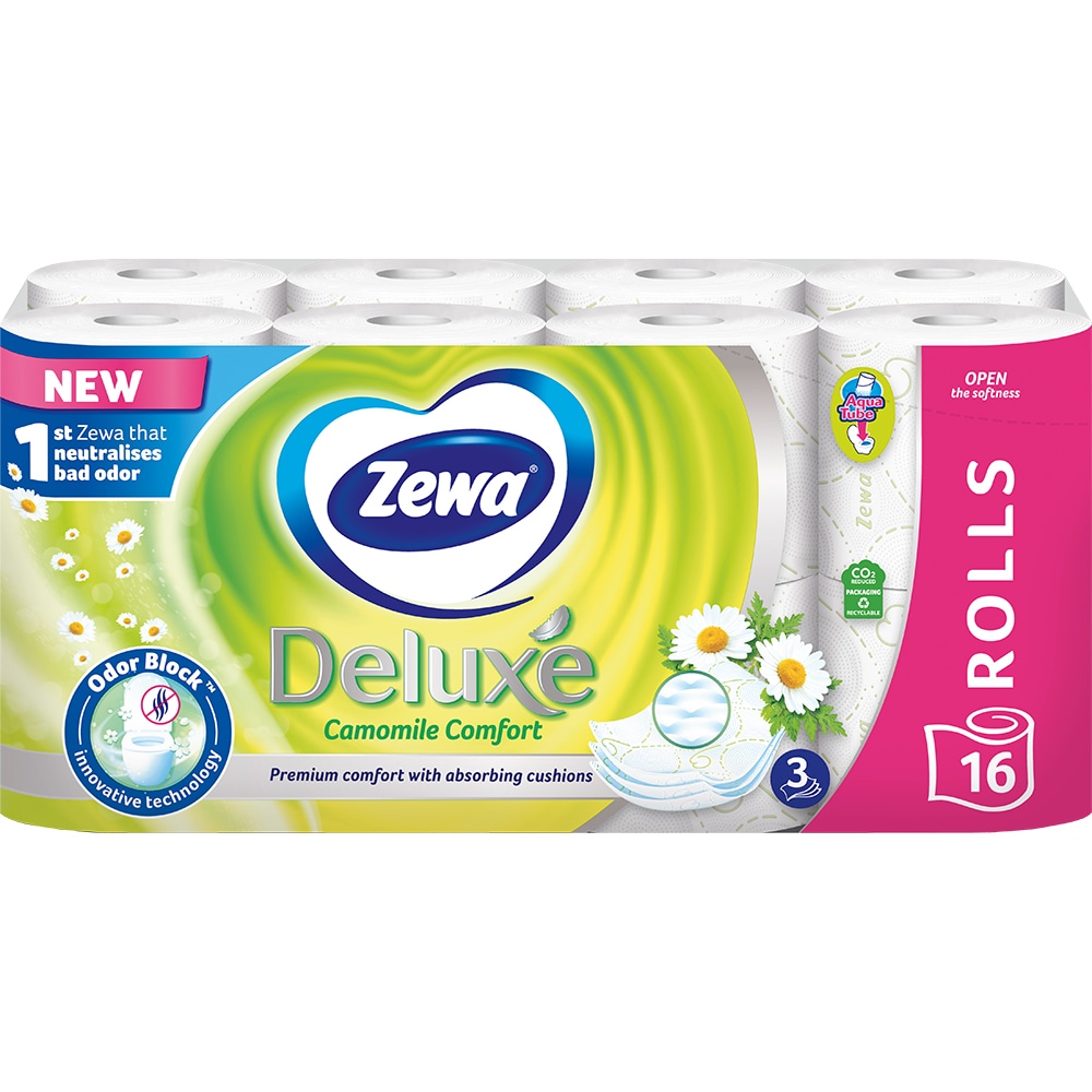 Hartie igienica ZEWA Deluxe Camomile comfort, 3 straturi, 16 role