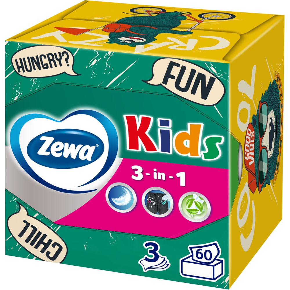 Servetele faciale ZEWA Kids, 3 straturi, 60 buc
