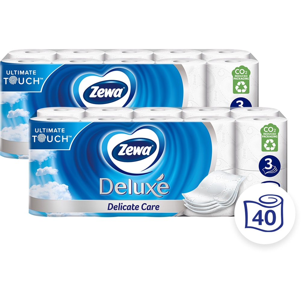 Pachet hartie igienica ZEWA Deluxe Delicate Care, 3 straturi, 2 x 20 role