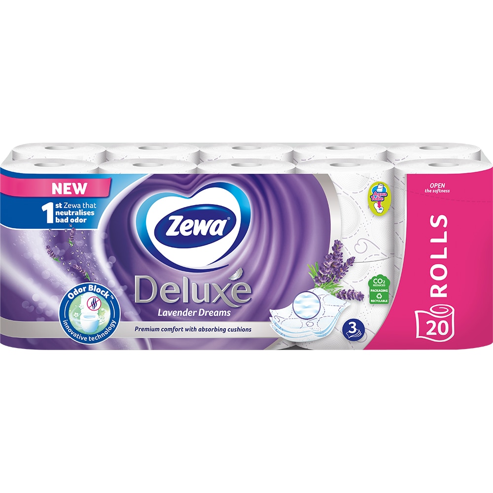 Hartie igienica ZEWA Deluxe Lavender dreams, 3 straturi, 20 role