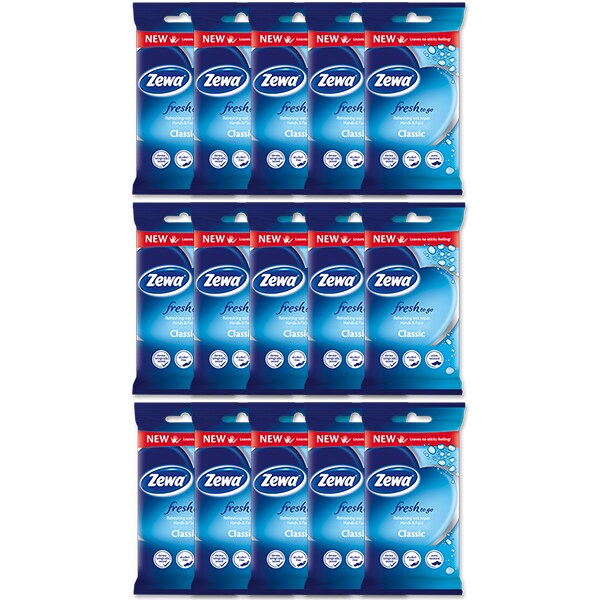 Pachet servetele umede ZEWA Fresh to go, 15 buc