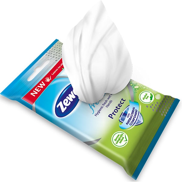 Pachet servetele umede ZEWA Fresh to Go Protect, 15 bucati