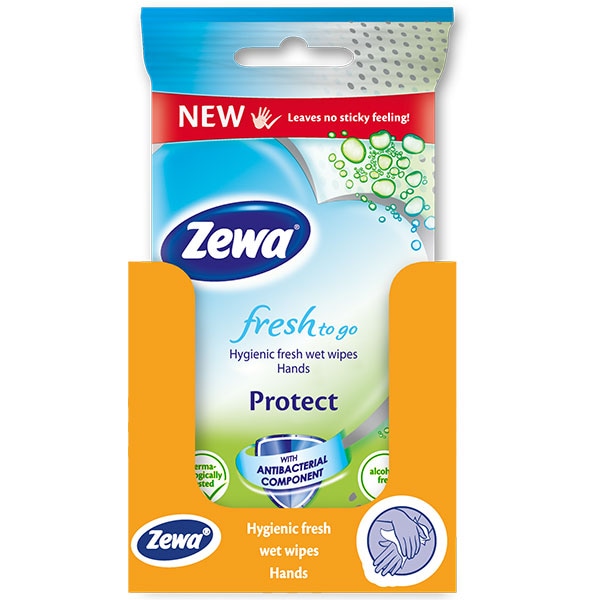 Pachet servetele umede ZEWA Fresh to Go Protect, 15 bucati