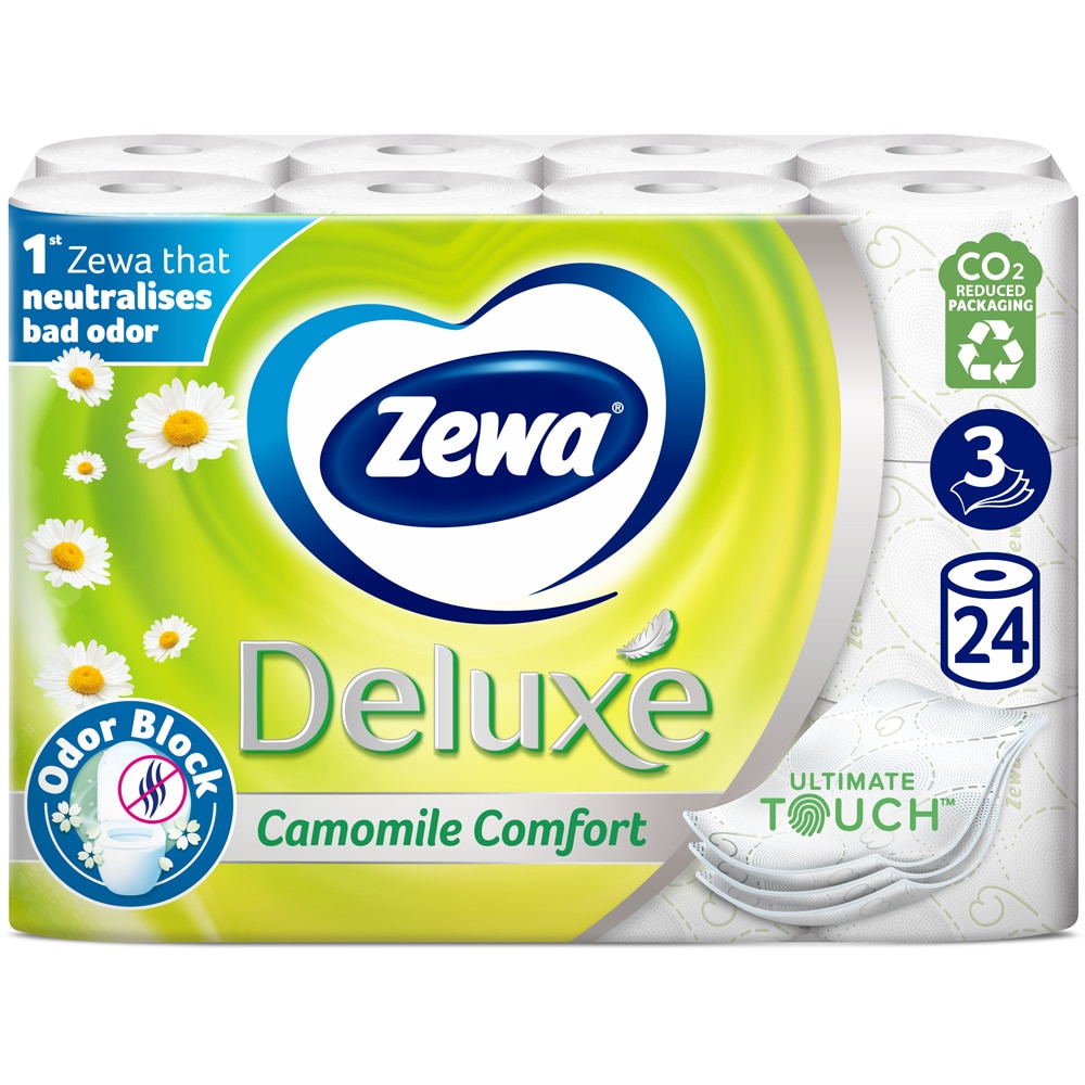 Hartie igienica ZEWA Deluxe Camomile comfort, 3 straturi, 24 role