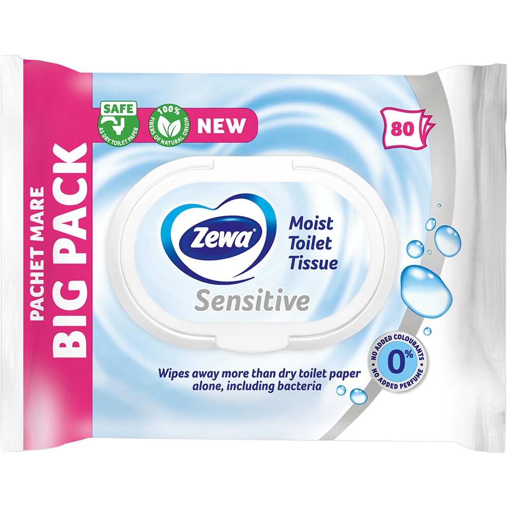 Hartie igienica umeda ZEWA Sensitive, 80 bucati