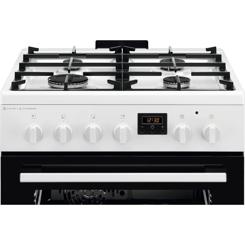 Aragaz ELECTROLUX LKK660220W, SteamBake, 4 arzatoare, Gaz + Electric, L 60 cm, Grill, alb