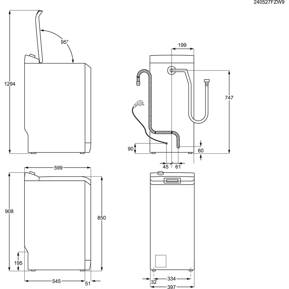 Masina de spalat rufe verticala AEG LTR7E273AE Seria 7000, 7 kg, 1200rpm, Clasa A, alb