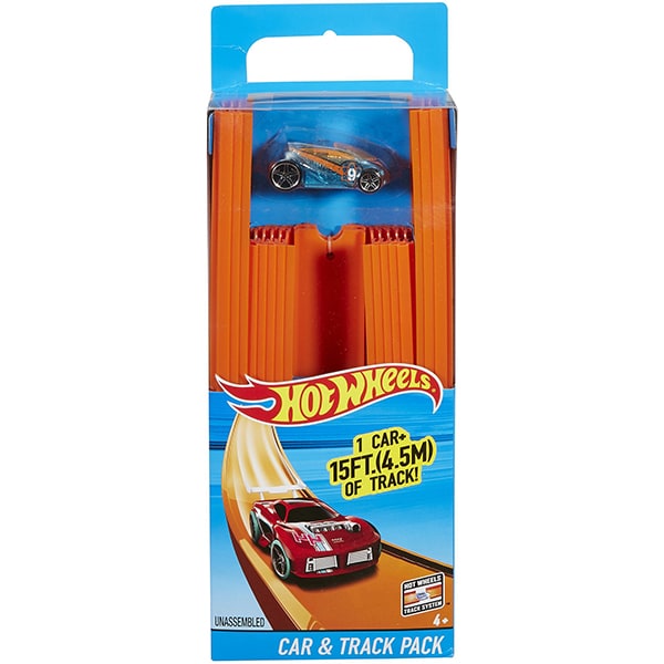 Masinuta cu pista HOT WHEELS Track Builder MTBHT77, 4 ani+, portocaliu-albastru 