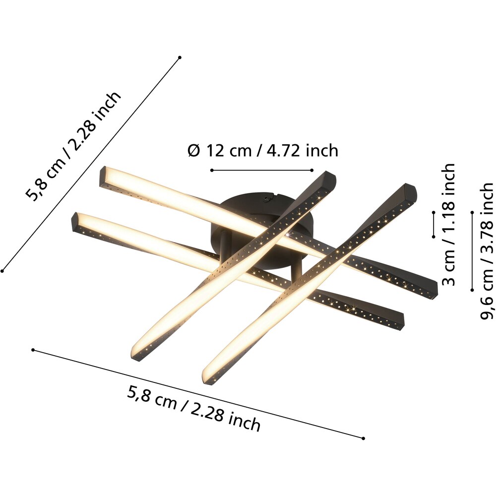 Plafoniera EGLO Adeje, LED, 19W, 2600lm, 3000K, negru