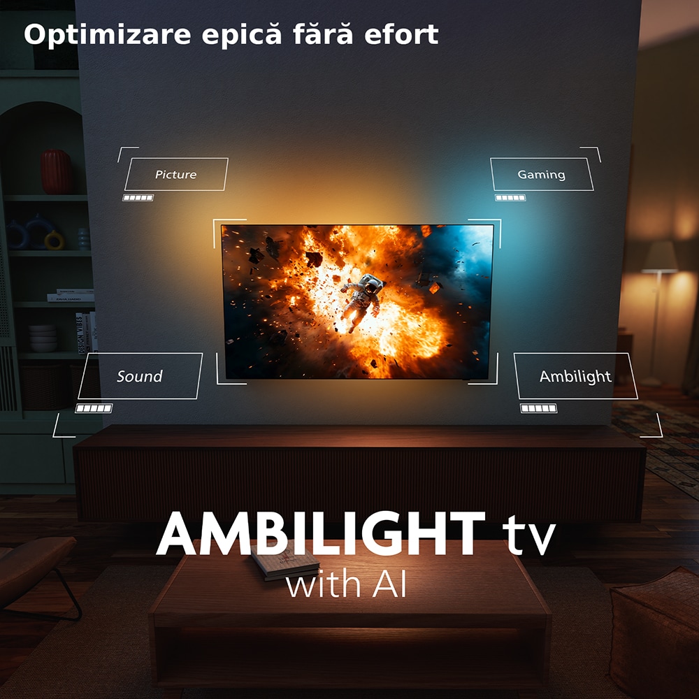 Televizor QD MiniLED Smart PHILIPS 75MLED950, Ultra HD 4K, HDR10+, 189cm