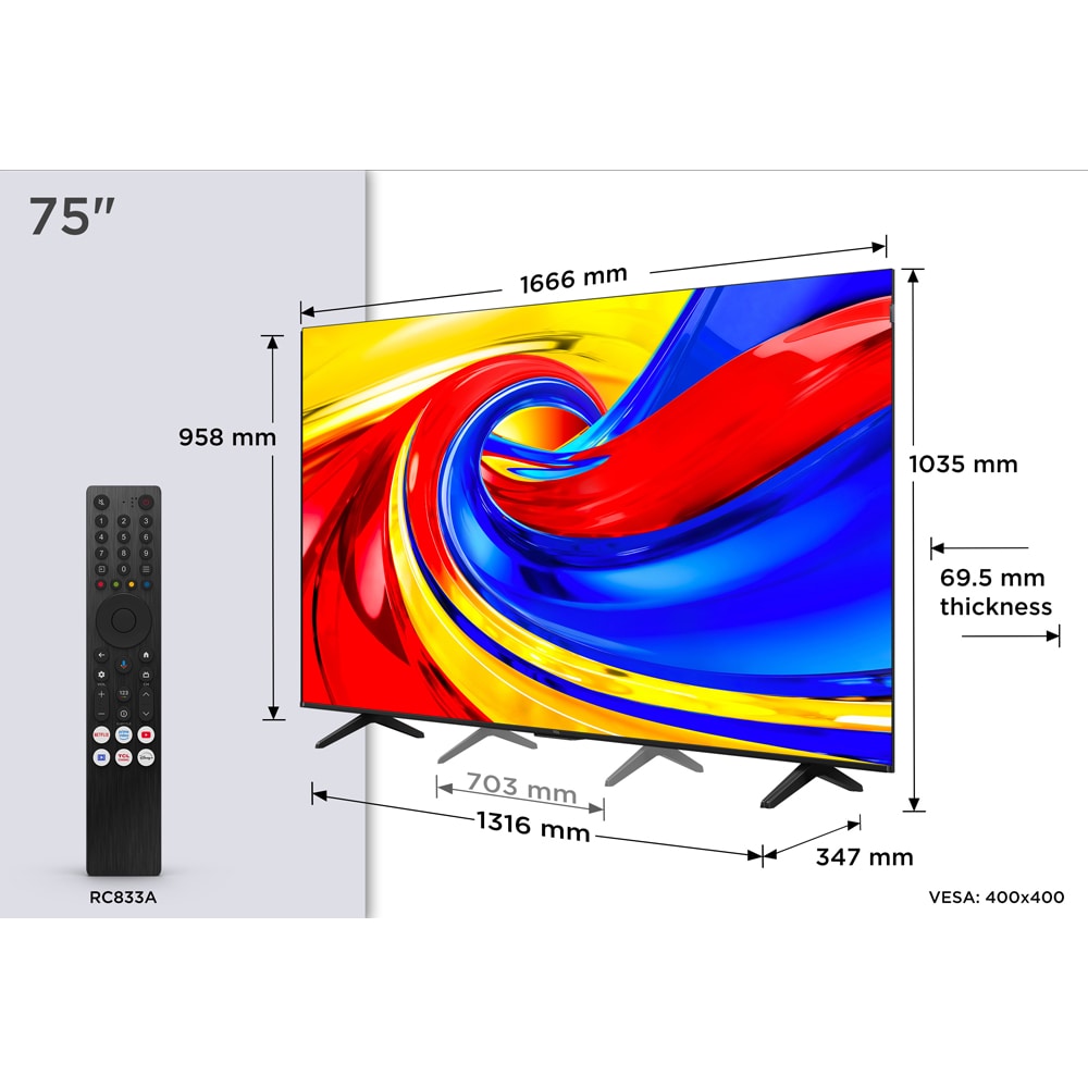 Televizor QLED Smart TCL 75P79L, Ultra HD 4K, 189cm