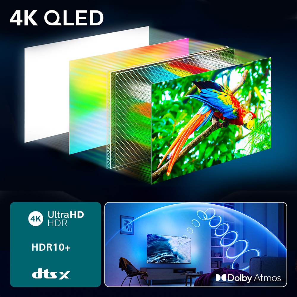 Televizor QLED Smart PHILIPS 75PUS8510, Ultra HD 4K, HDR10+, 189cm