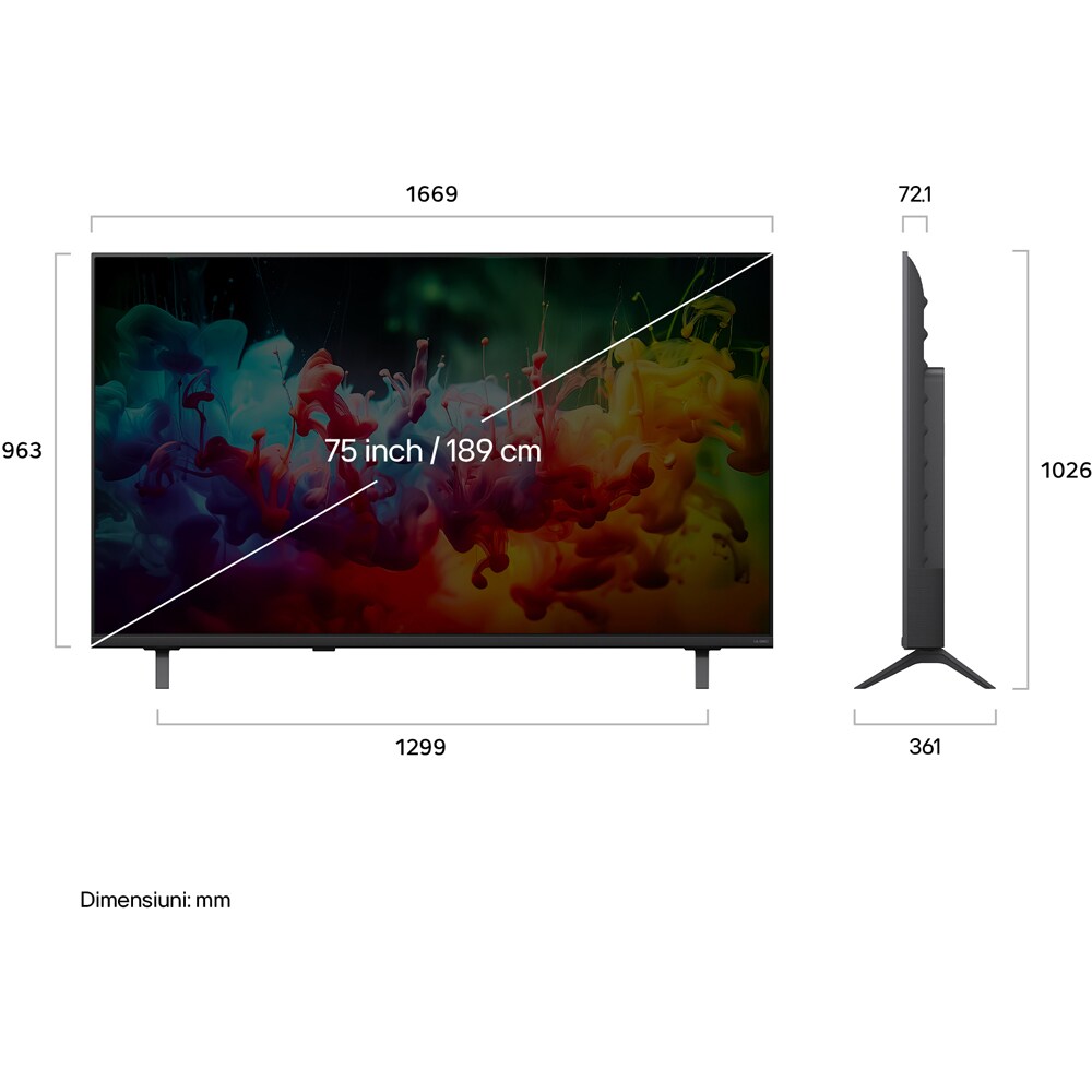 Televizor QNED SMART LG 75QNED72B3A, Ultra HD 4K, 189cm