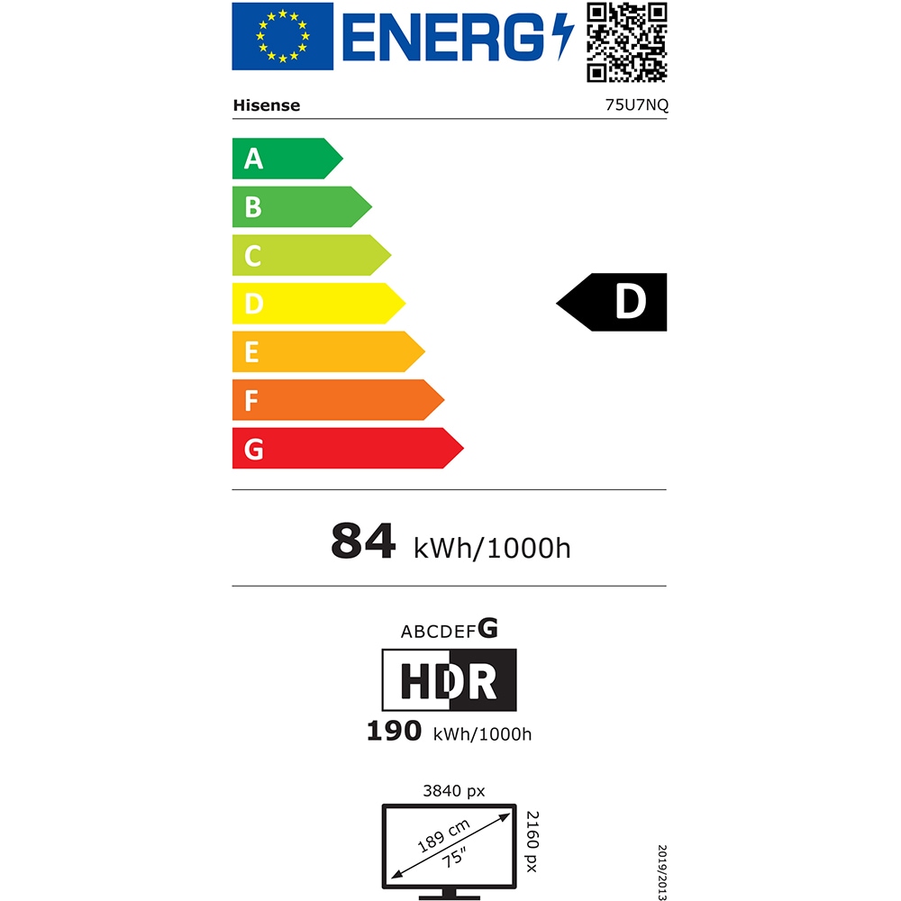 Televizor MiniLED ULED Smart HISENSE 75U7NQ, Ultra HD 4K, HDR, 189cm