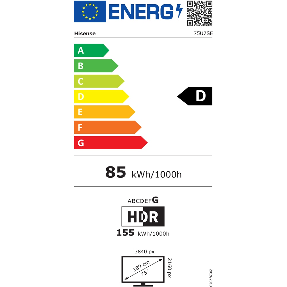 Televizor Mini-LED ULED Smart HISENSE 75U7S, Ultra HD 4K, HDR, 189cm