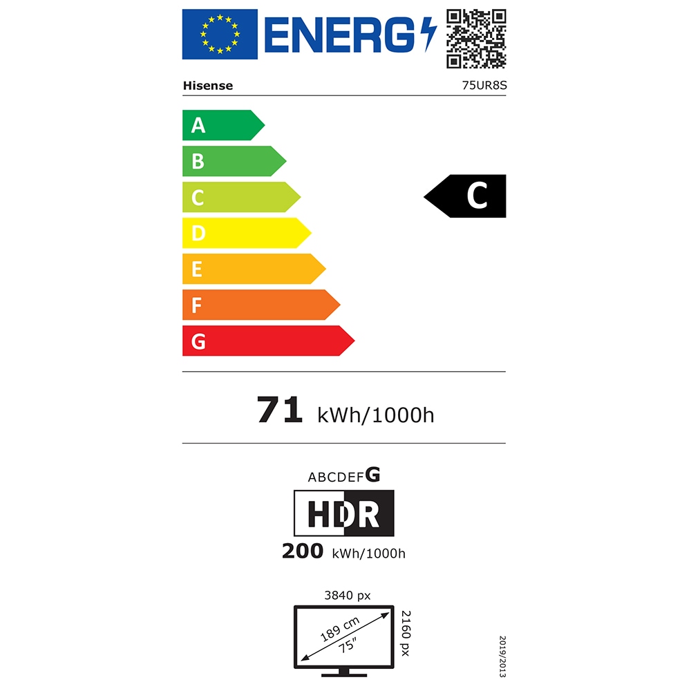 Televizor RGB Mini-LED ULED Smart HISENSE 75UR8S, Ultra HD 4K, HDR, 189cm