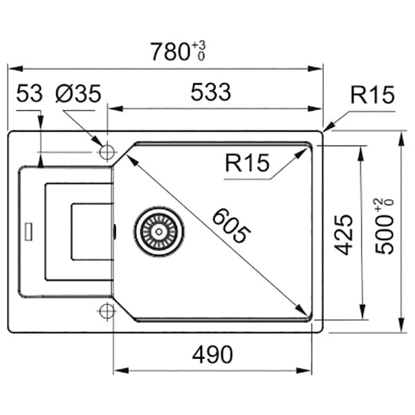 Chiuveta bucatarie FRANKE Urban UBG 611-78, 1 cuva, picurator reversibil, compozit granit, negru