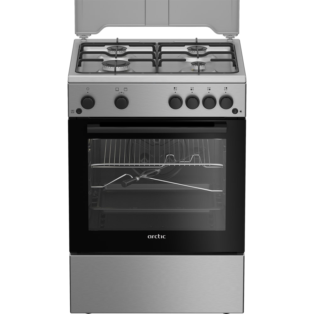 Aragaz ARCTIC ABGG6611DTTLX, 4 arzatoare, Gaz, L 60 cm, Grill, Rotisor, inox