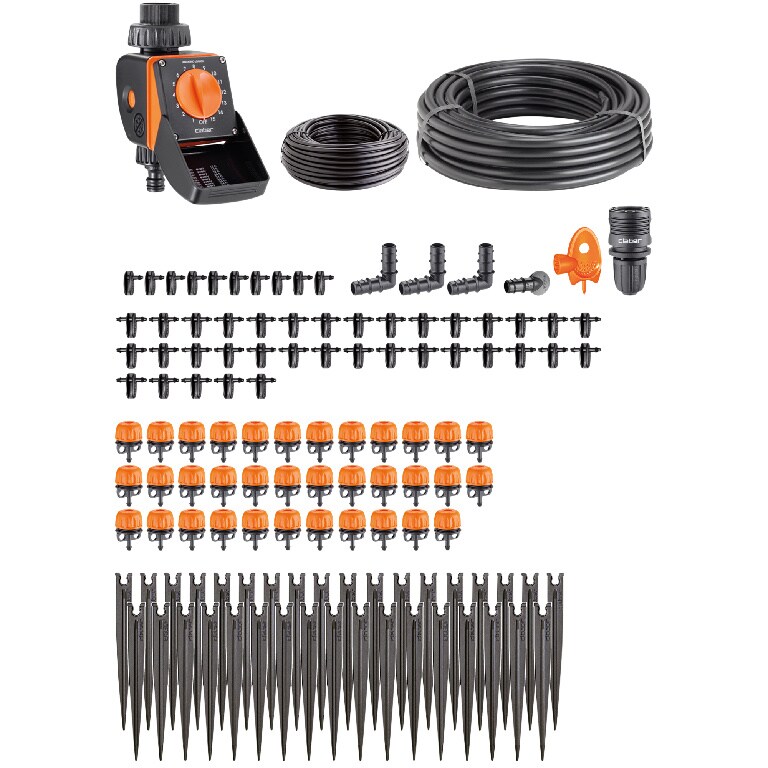 Kit udare flori cu temporizator Claber, negru-portocaliu