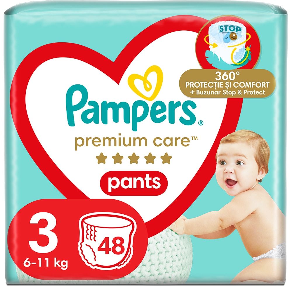 Scutece chilotel PAMPERS Premium Care Pants Value Pack nr 3, Unisex, 6-11 kg, 48 buc