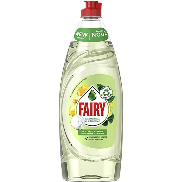 Detergent de vase FAIRY Pure & Naturals Bergamota & Ghimbir, 650 ml