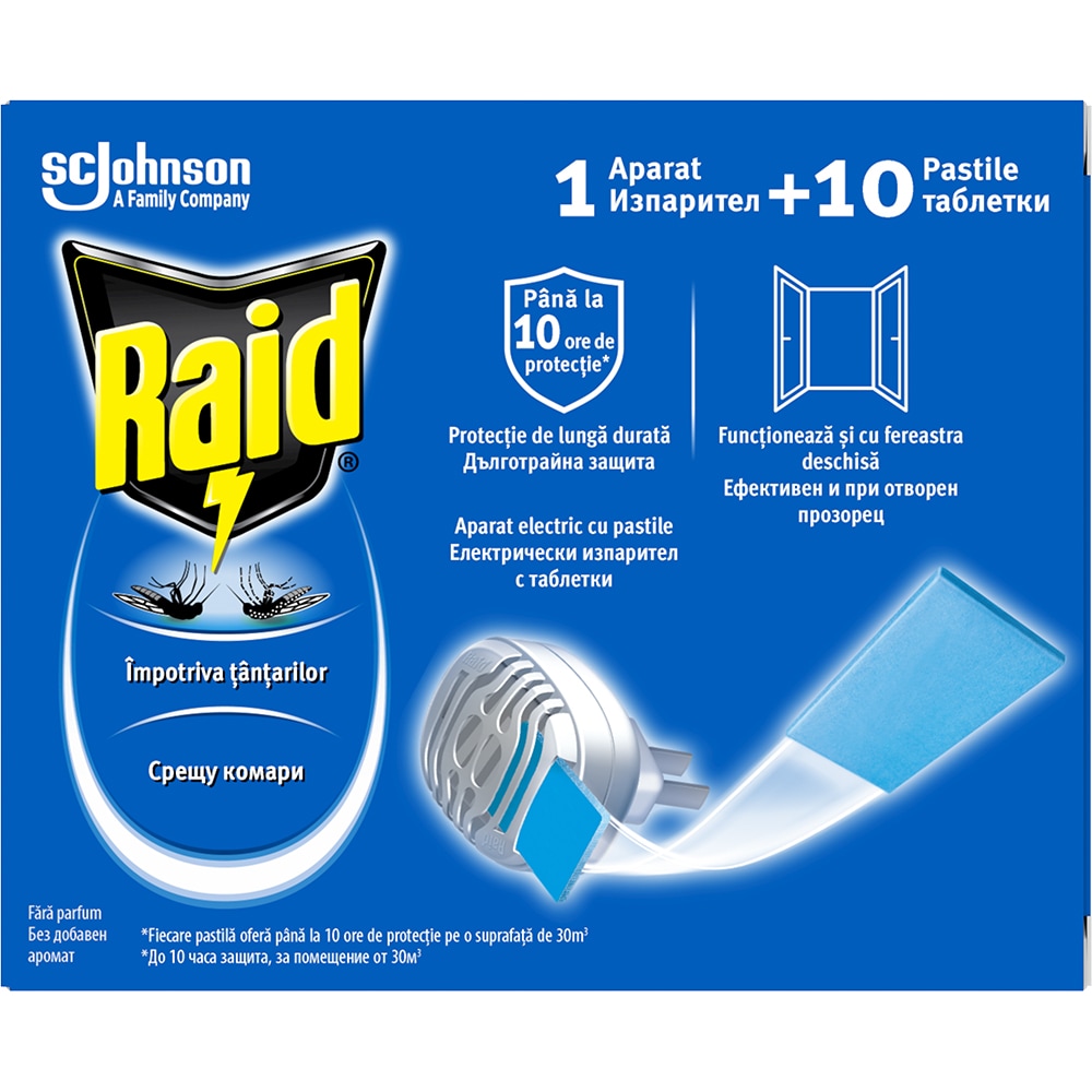 Aparat electric anti-tantari RAID + 10 pastile laminate