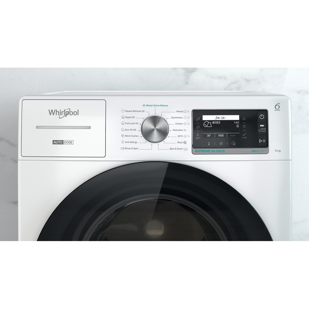 Masina de spalat rufe frontala WHIRLPOOL W8 W946WB EE, 9 kg, 1400rpm, Clasa A, alb