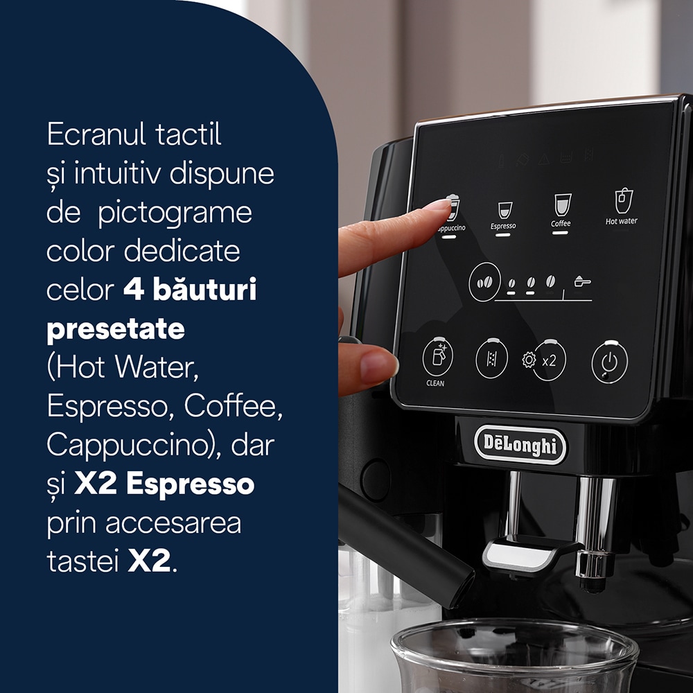 Espressor automat DELONGHI Magnifica Start ECAM220.60.B, 1.8l, 1450W, 15 bar, negru-argintiu