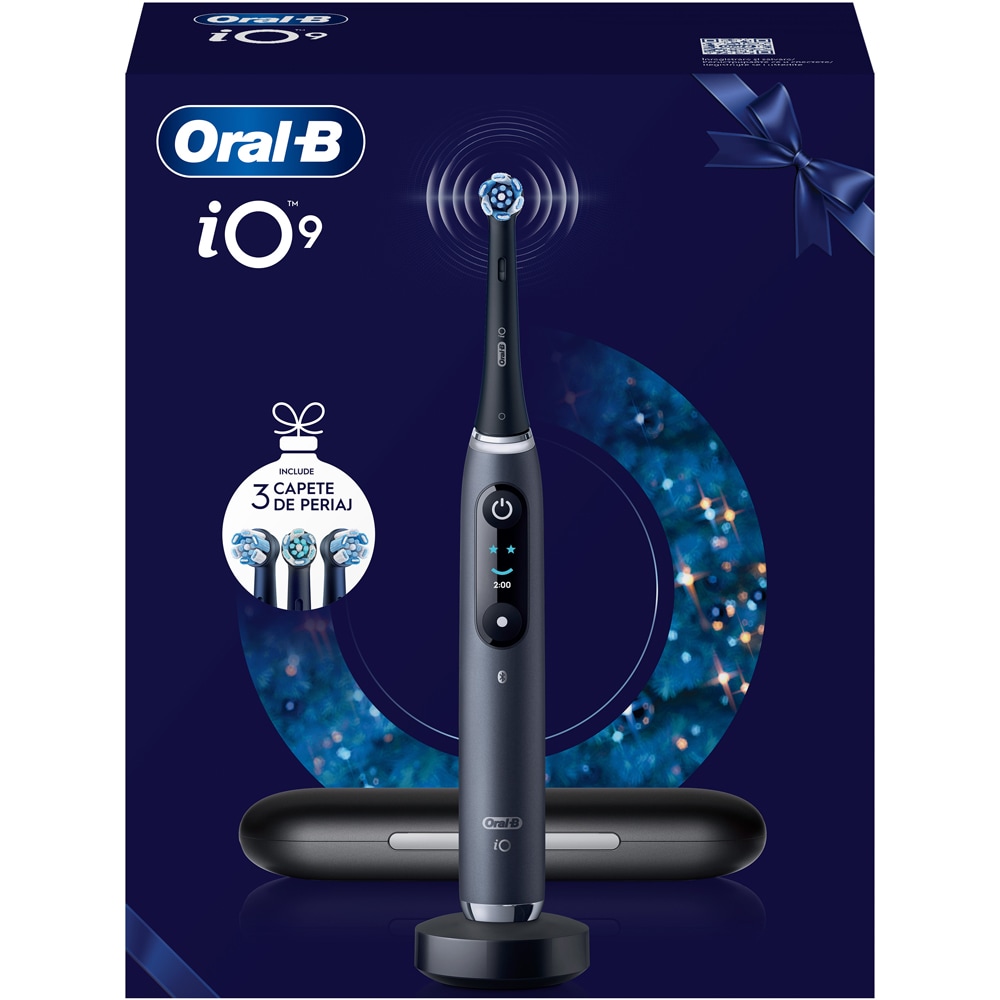 Periuta de dinti electrica ORAL B  iO 9, Bluetooth, Curatare 3D, 7 programe, 3 capete, negru