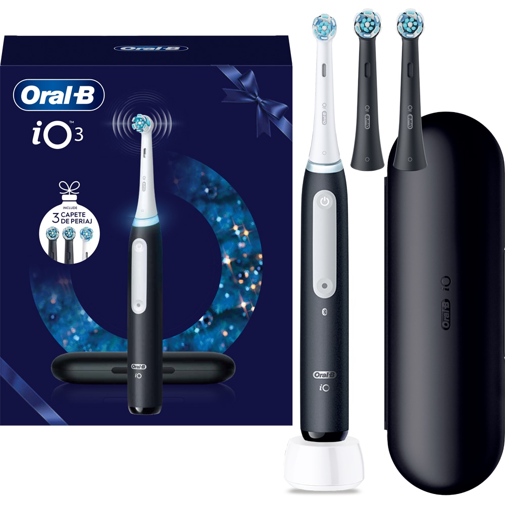 Periuta de dinti electrica ORAL-B iO3, 3 programe, 2 capete, negru