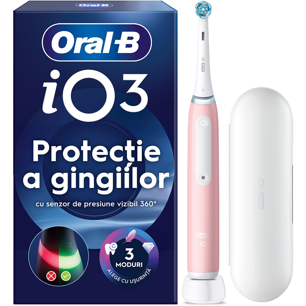 Periuta de dinti electrica ORAL-B iO3, 3 programe, 1 capat, roz
