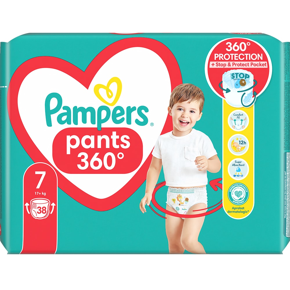Scutece chilotel PAMPERS Pants Jumbo Pack nr 7, Unisex, 17 kg+, 38 buc