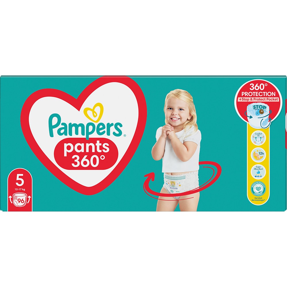 Scutece chilotel PAMPERS Pants Mega Box nr 5, Unisex, 12-17 kg, 96 buc