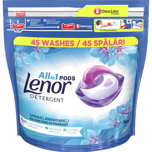 Detergent capsule LENOR All in One Pods Spring Awakening, 45 spalari