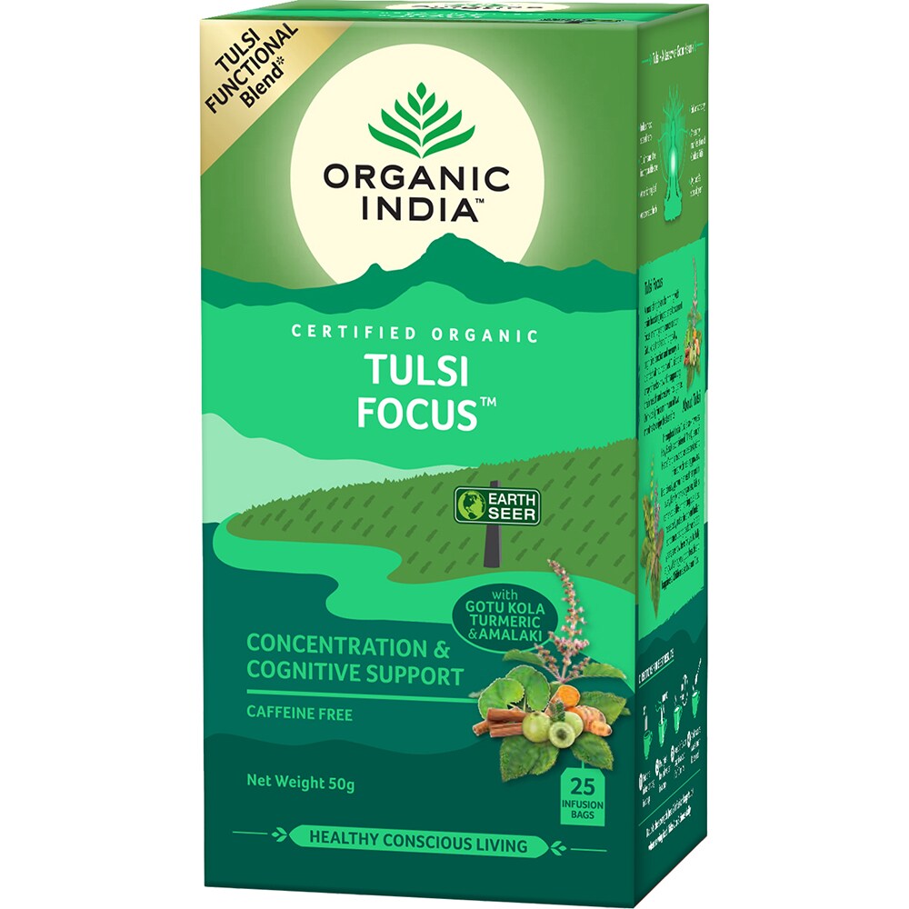 Ceai ORGANIC INDIA Tulsi Focus, 25 plicuri, 50g