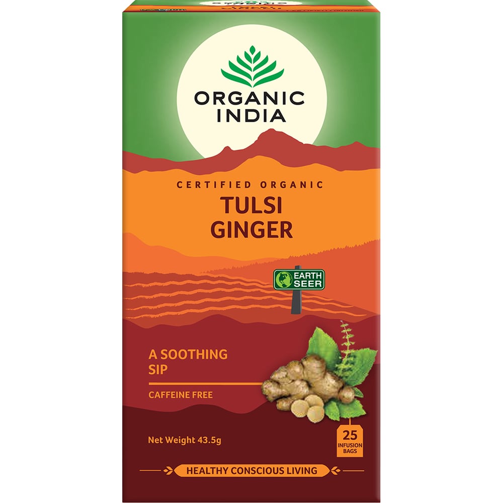 Ceai ORGANIC INDIA BIO adaptogen Tulsi Ghimbir, 25 plicuri, 44g