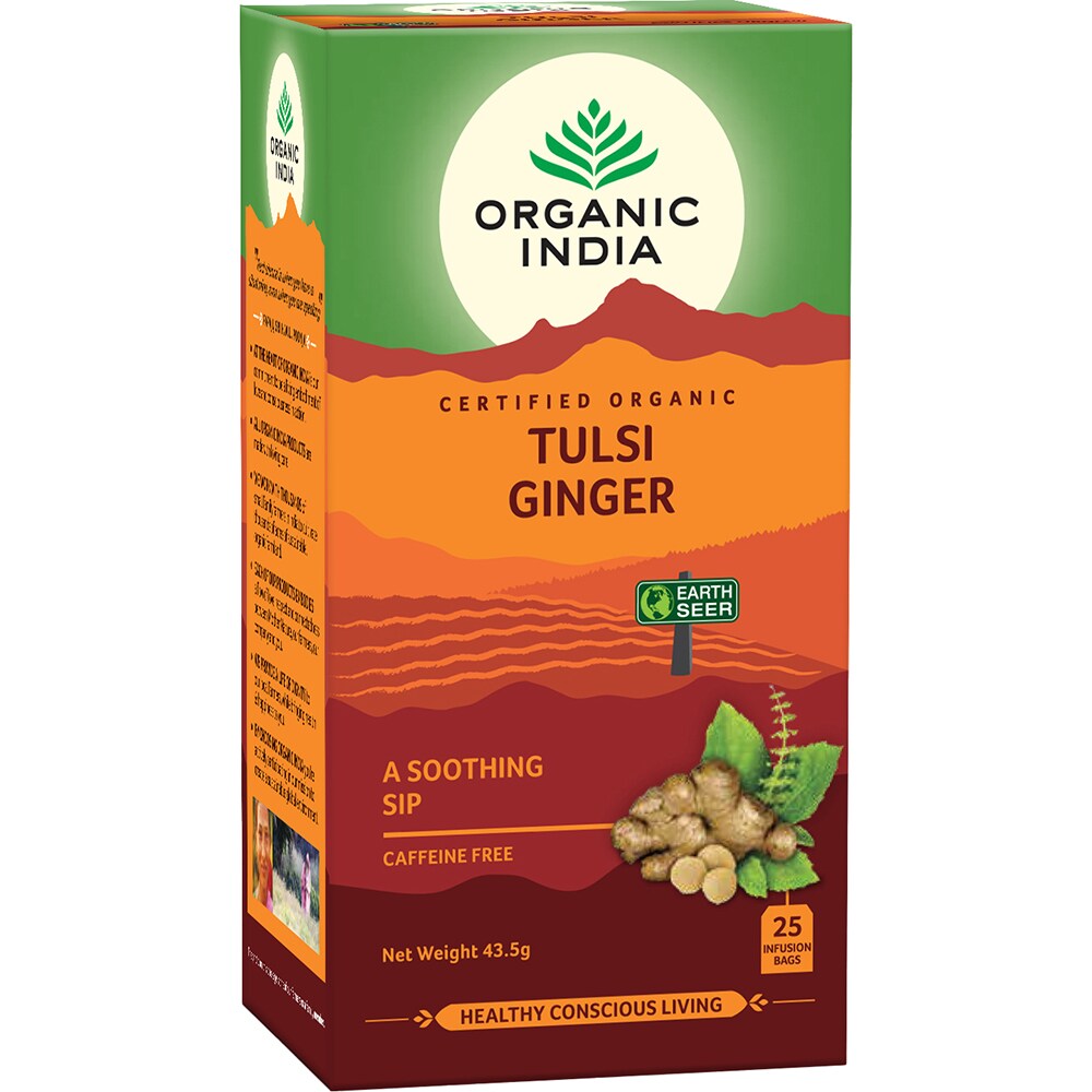 Ceai ORGANIC INDIA BIO adaptogen Tulsi Ghimbir, 25 plicuri, 44g