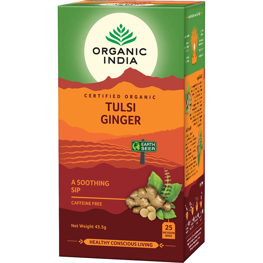 Ceai ORGANIC INDIA BIO adaptogen Tulsi Ghimbir, 25 plicuri, 44g