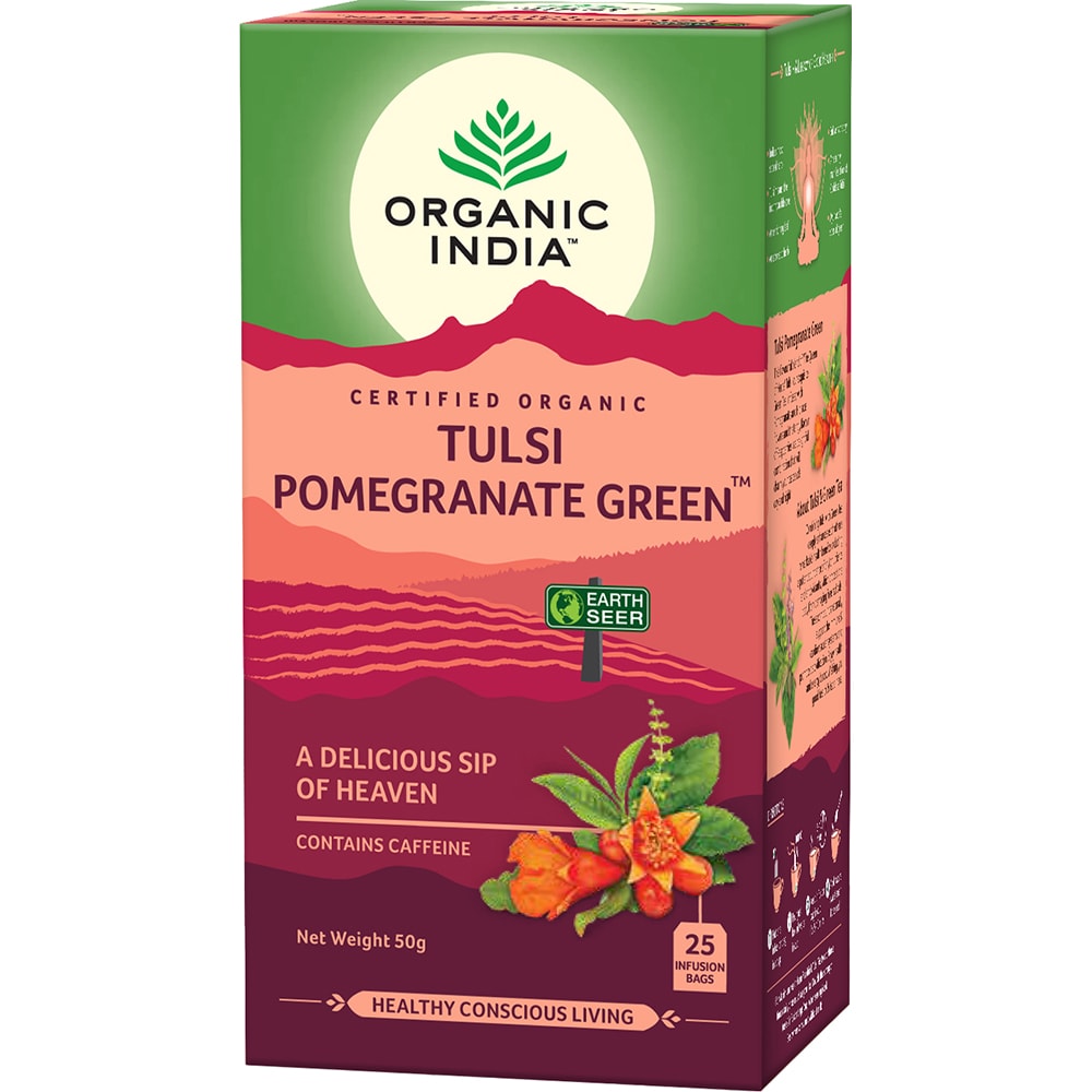 Ceai ORGANIC INDIA Tulsi Rodie si Ceai Verde, 25 plicuri, 50g