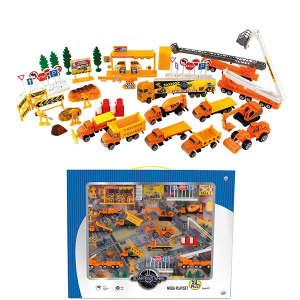 Set masinute si semne stradale HOT WHEELS Silver Wheel 41326J, 3 ani+, 1:87, multicolor