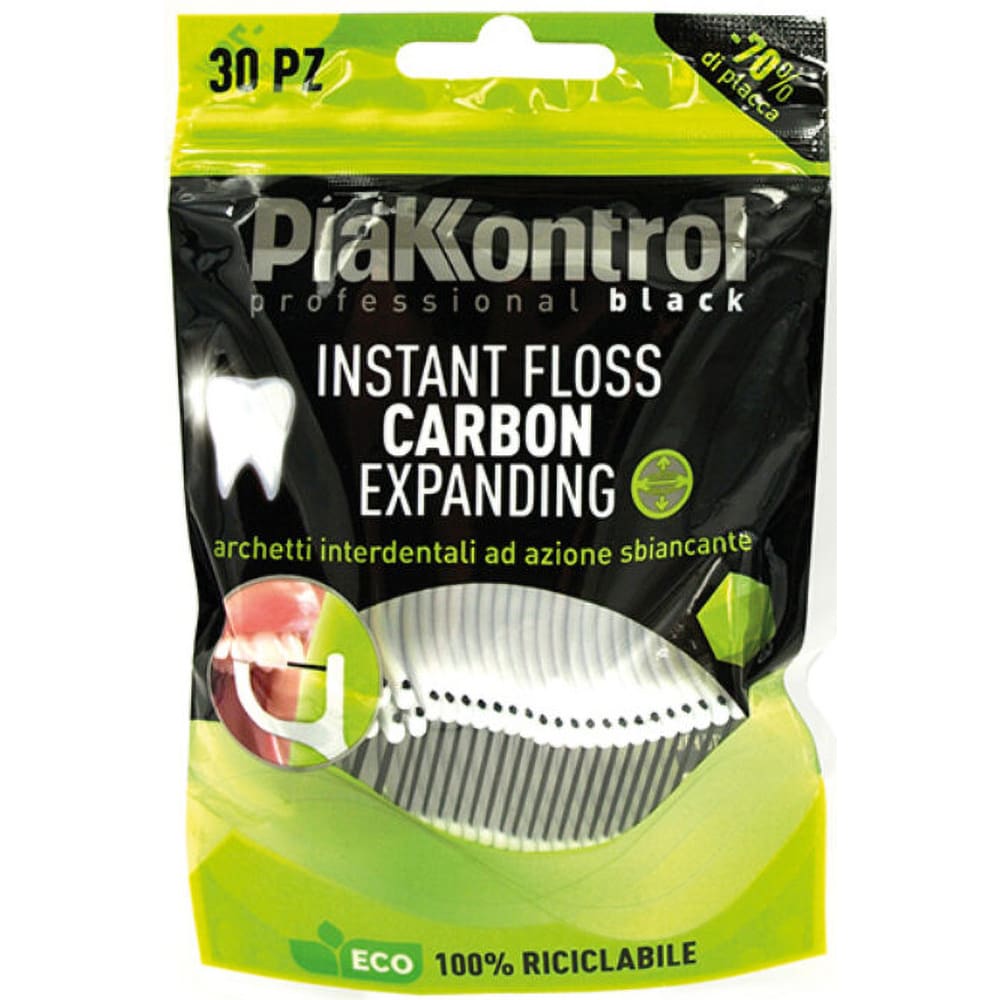 Ata dentara cu maner PLAKKONTROL, carbune activ, 30 buc.