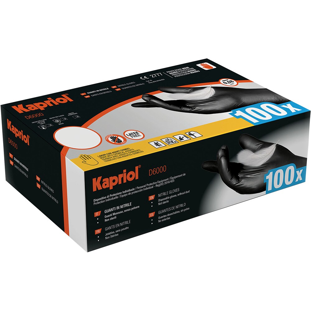 Manusi de protectie KAPRIOL 27768, marimea L, 100 bucati, negru
